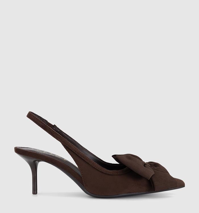 OFFICE Merry Pointed Slingback Bow Court Heels Brown