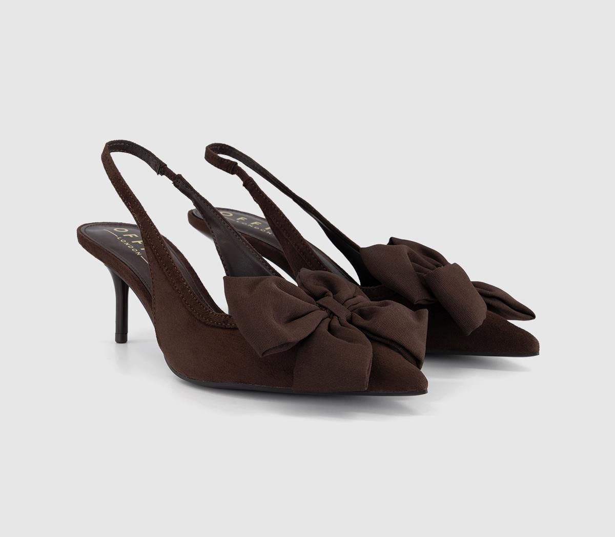 OFFICEMerry Pointed Slingback Bow Court HeelsBrown