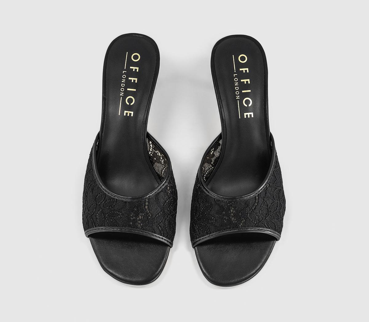 OFFICEMoonlight Heeled Lace MulesBlack Lace
