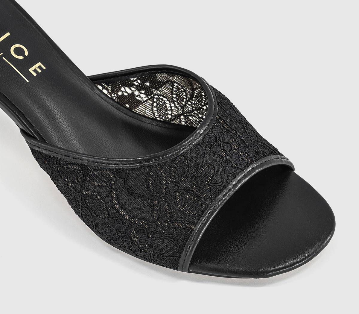 OFFICEMoonlight Heeled Lace MulesBlack Lace