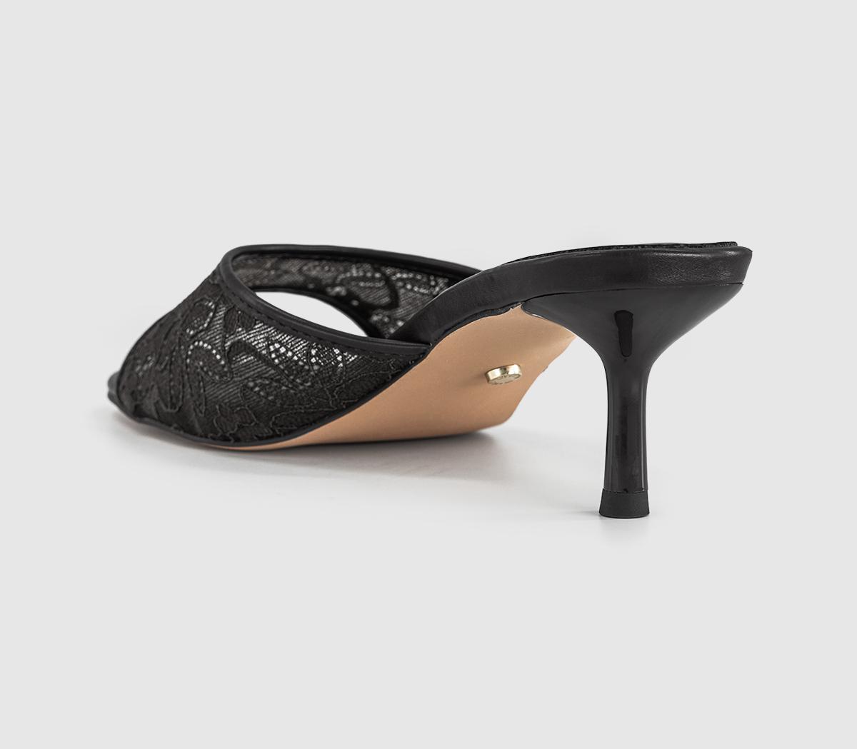 OFFICEMoonlight Heeled Lace MulesBlack Lace