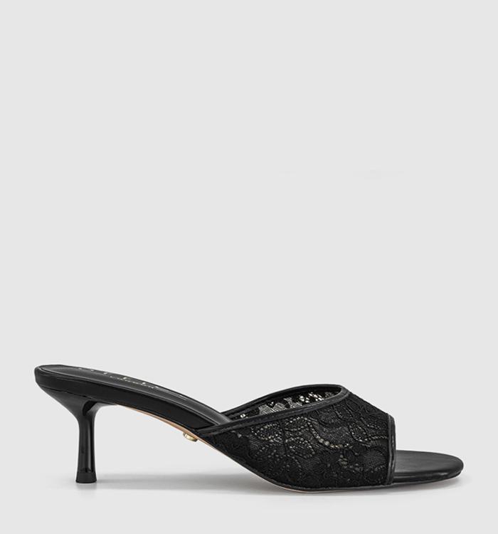 OFFICE Moonlight Heeled Lace Mules Black Lace