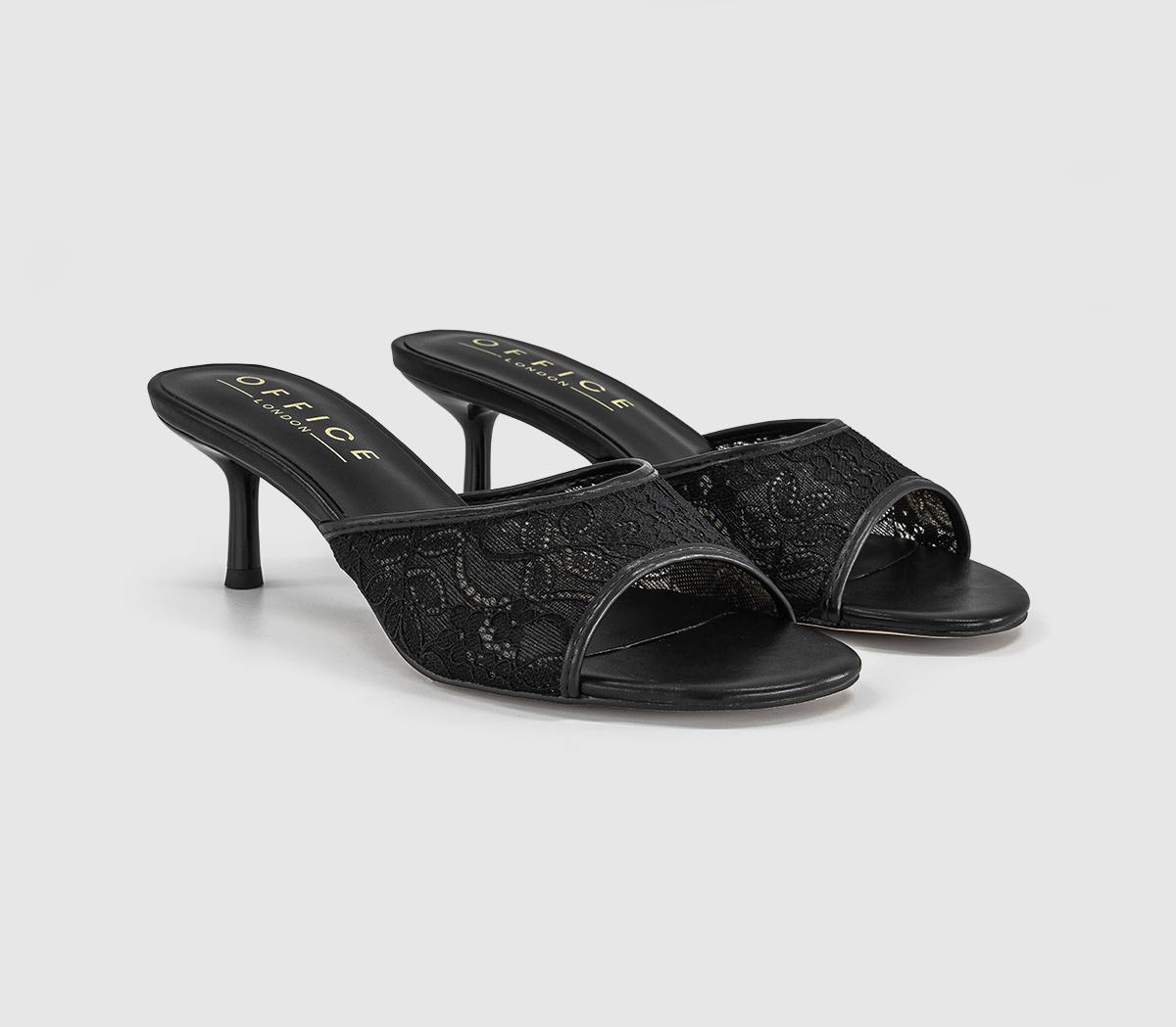OFFICEMoonlight Heeled Lace MulesBlack Lace