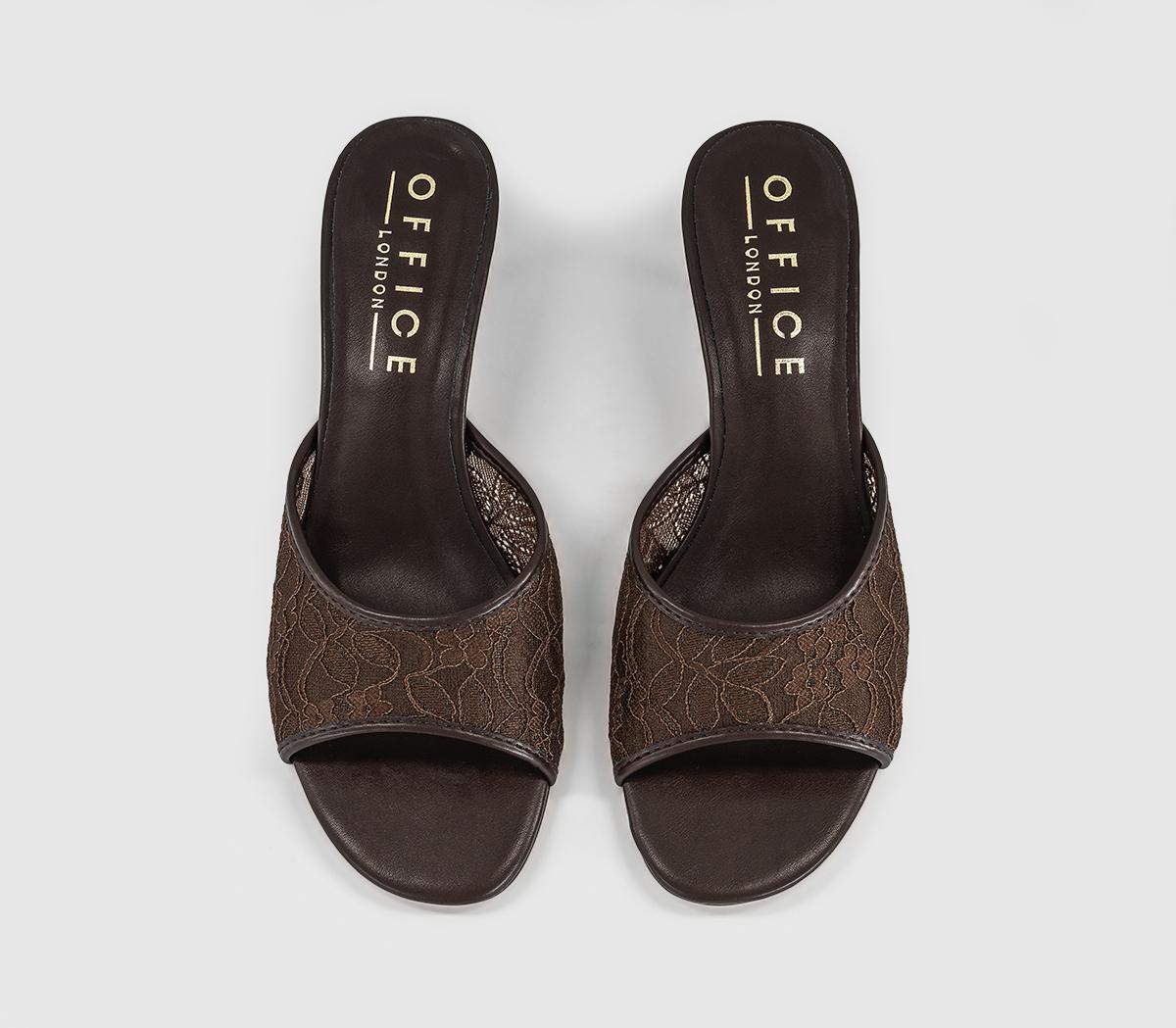 OFFICEMoonlight Heeled Lace MulesBrown Lace