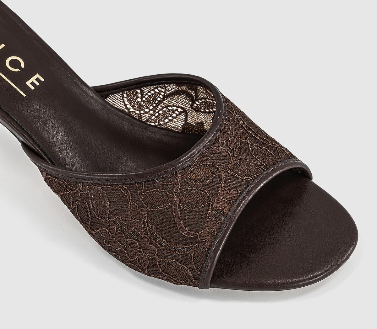 OFFICEMoonlight Heeled Lace MulesBrown Lace