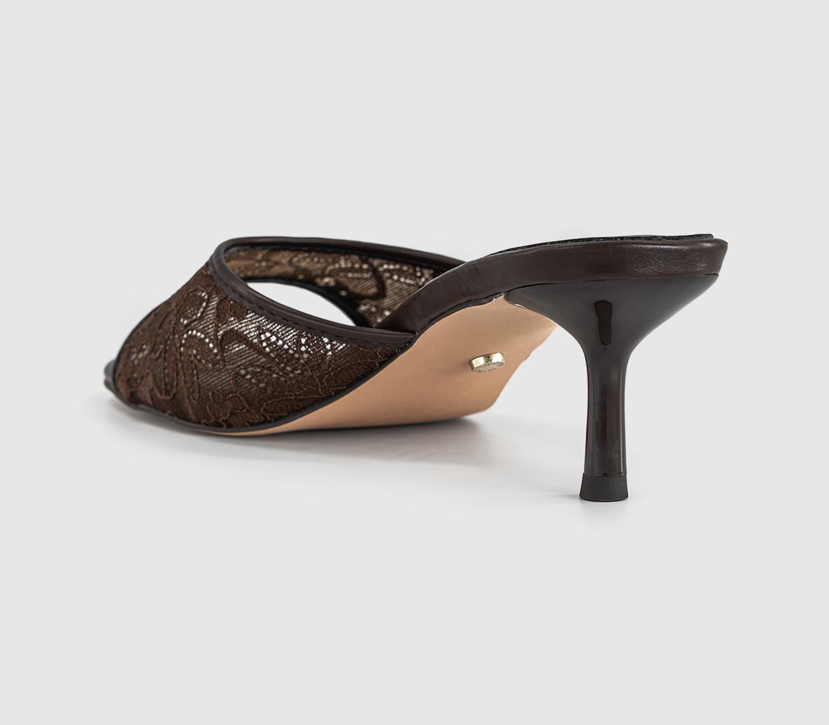 OFFICEMoonlight Heeled Lace MulesBrown Lace