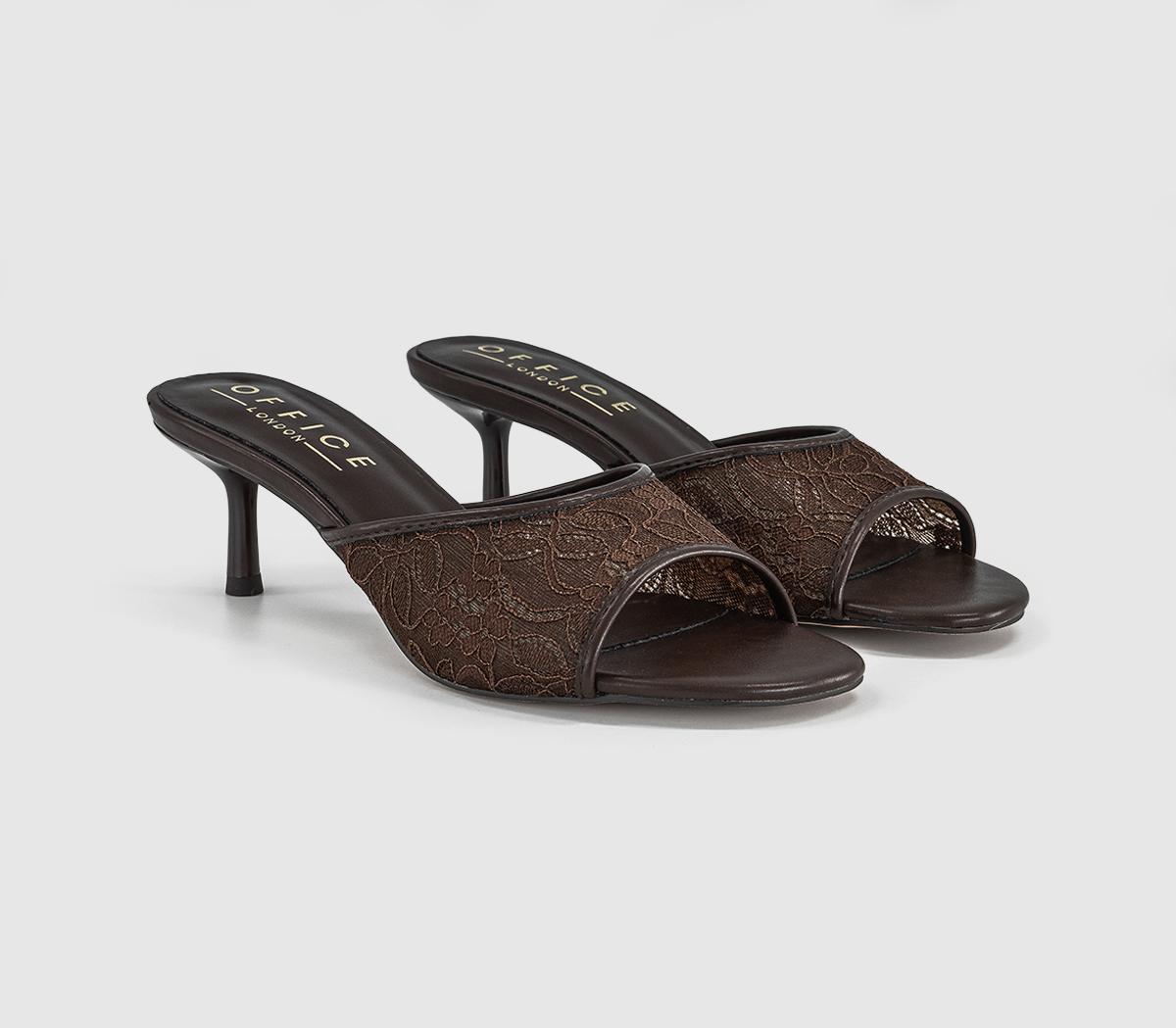 OFFICEMoonlight Heeled Lace MulesBrown Lace
