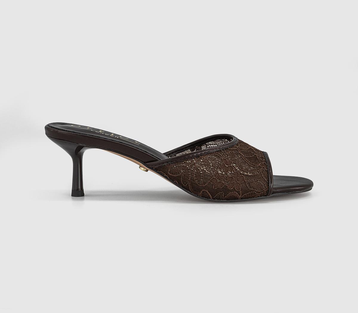 OFFICEMoonlight Heeled Lace MulesBrown Lace