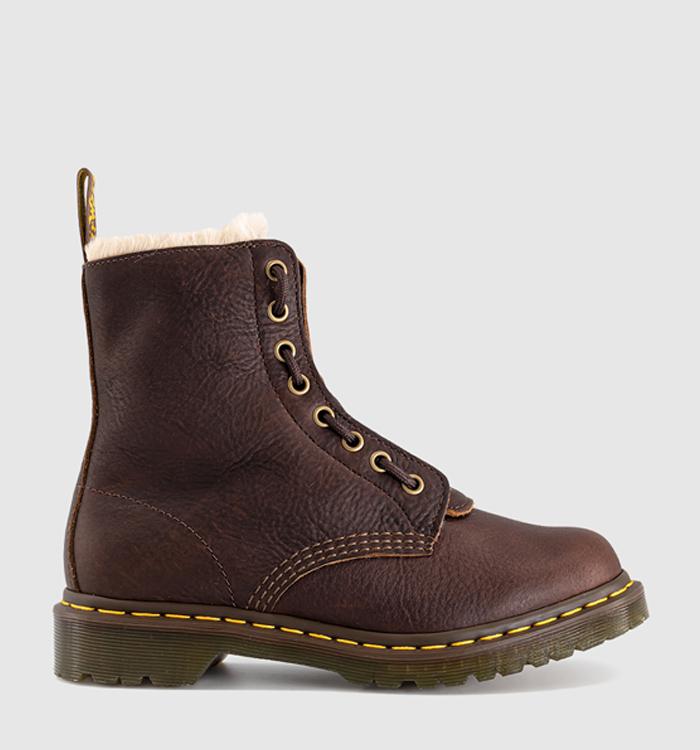 Dr. Martens 1460 Zip Warm Lined Boot Dark Brown Grizzly