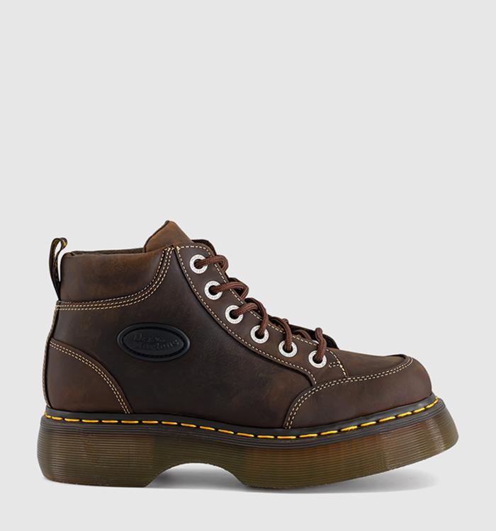 Dr. Martens Buzz 6 Eye Boots Dark Brown Crazy Horse