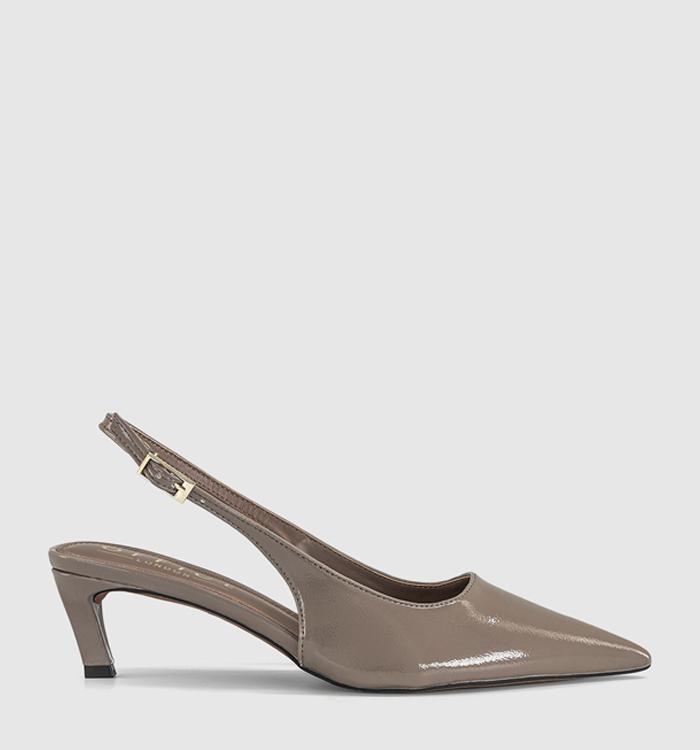 OFFICE Missy Low Heel Pointed Slingback Heels Grey