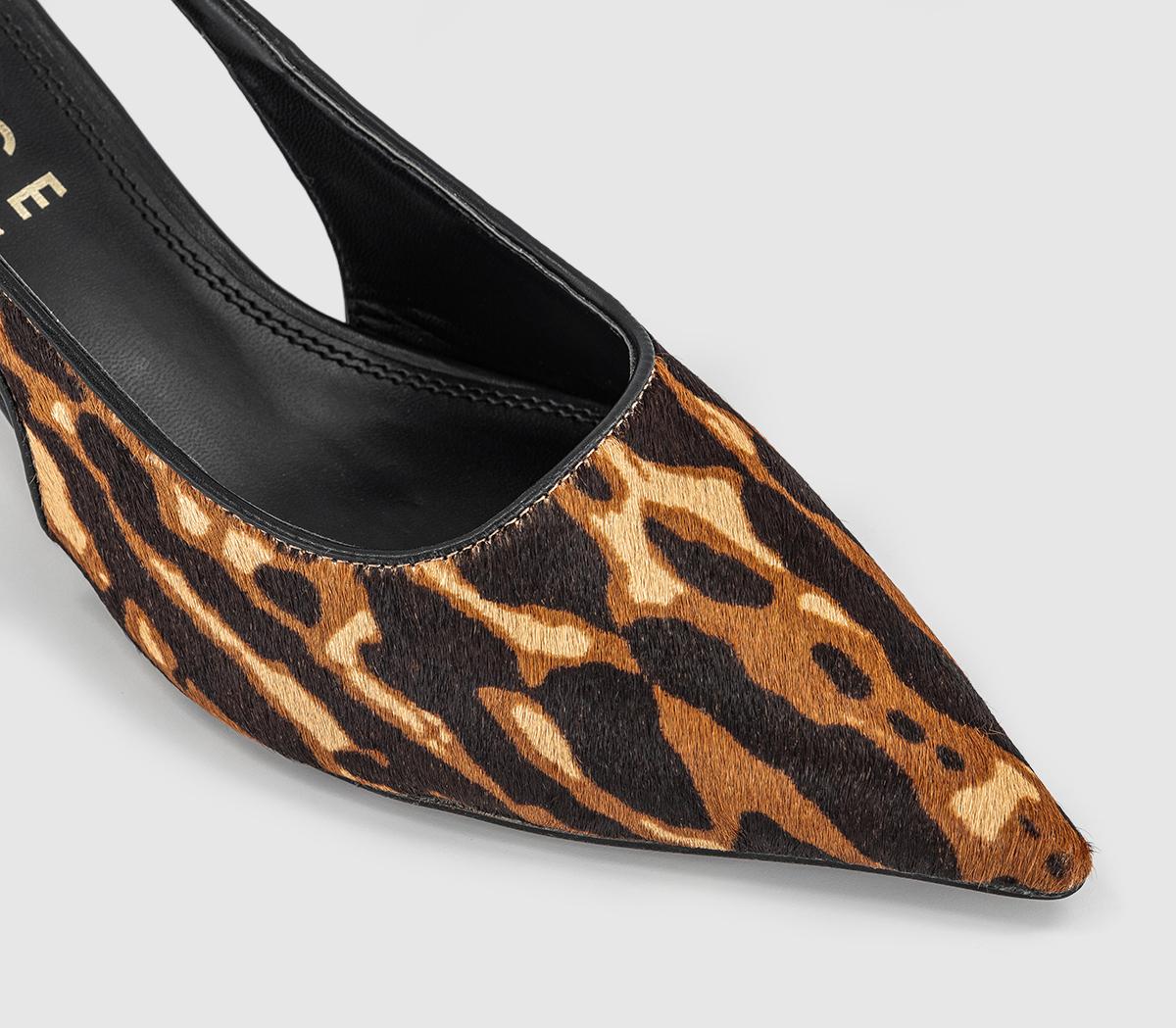 OFFICEMissy Low Heel Pointed Slingback HeelsLeopard