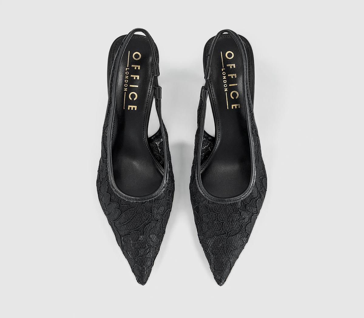 OFFICEHeartless Pointed Lace SlingbackBlack