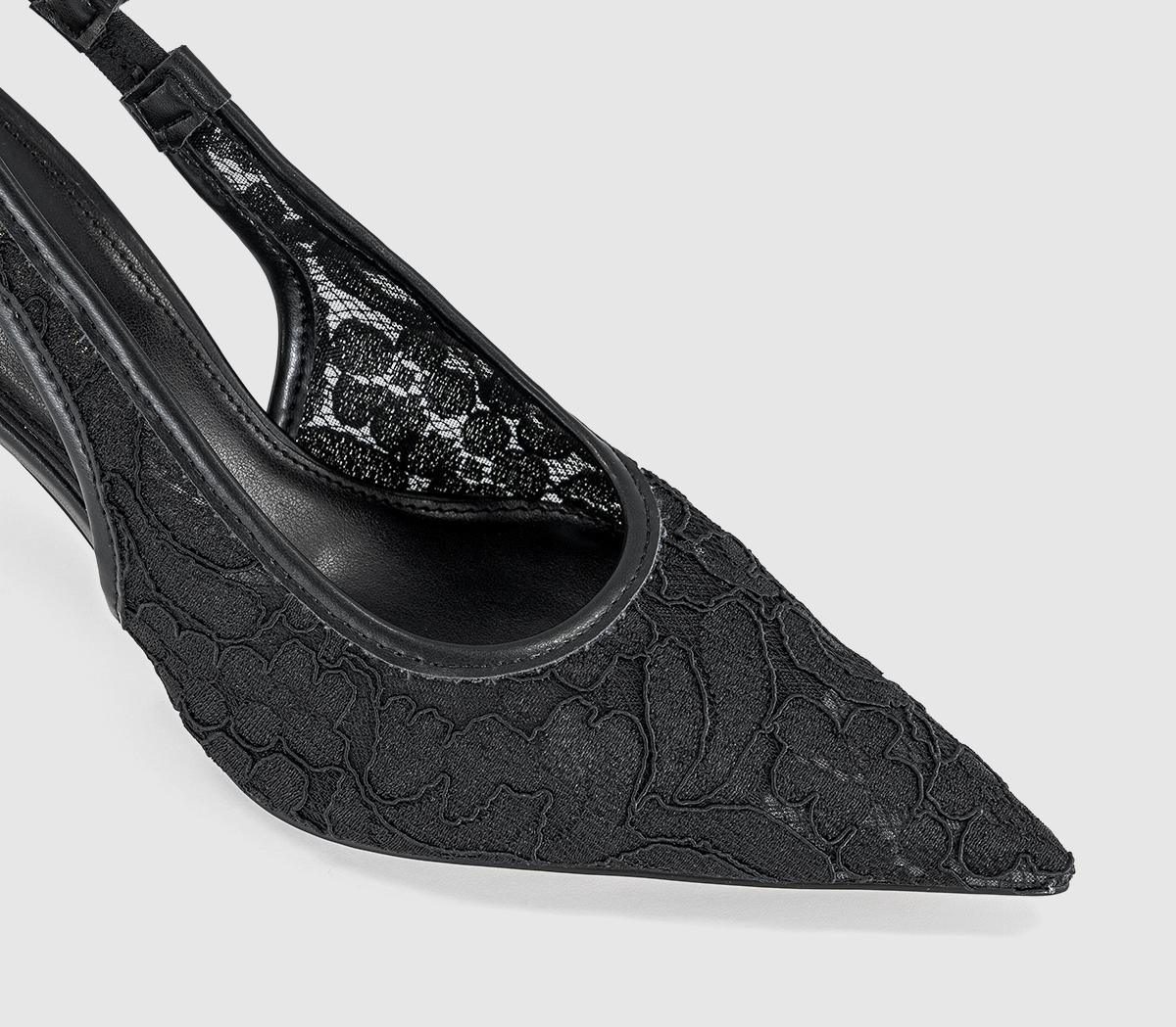 OFFICEHeartless Pointed Lace SlingbackBlack