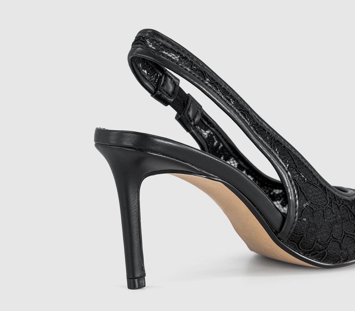 OFFICEHeartless Pointed Lace SlingbackBlack