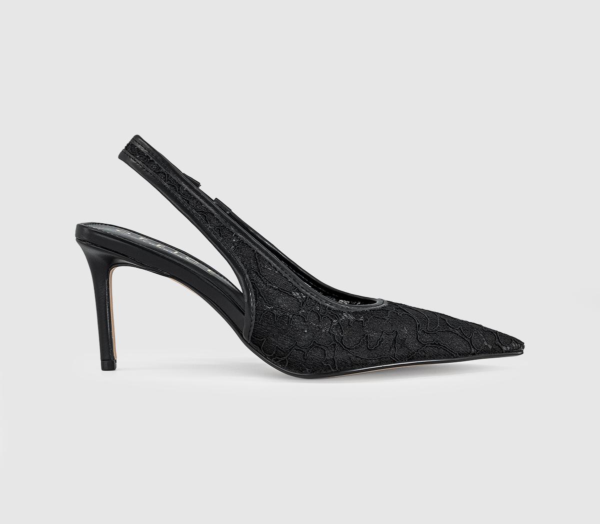 OFFICEHeartless Pointed Lace SlingbackBlack