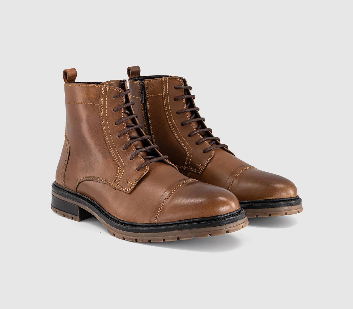 OFFICEBillericay Toe Cap Casual Lace BootsTan Leather