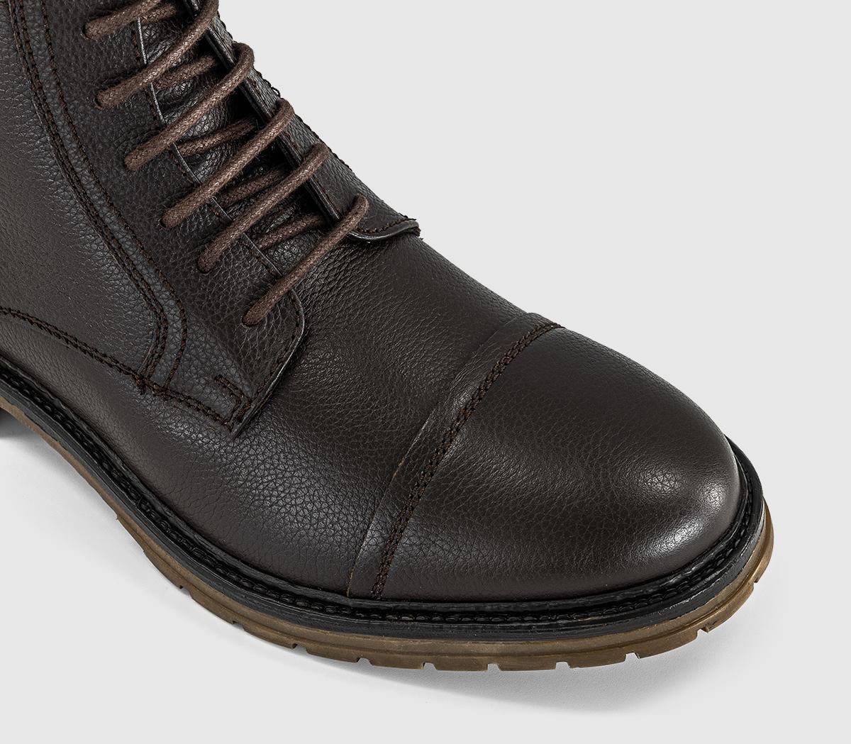 OFFICEBillericay Toe Cap Casual Lace BootsBrown Leather