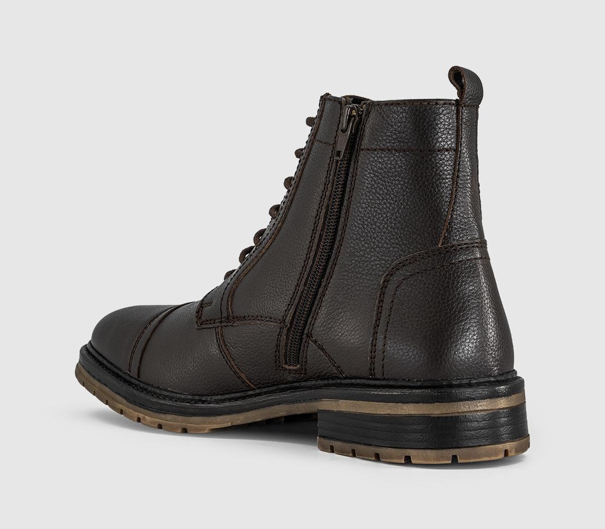 OFFICEBillericay Toe Cap Casual Lace BootsBrown Leather