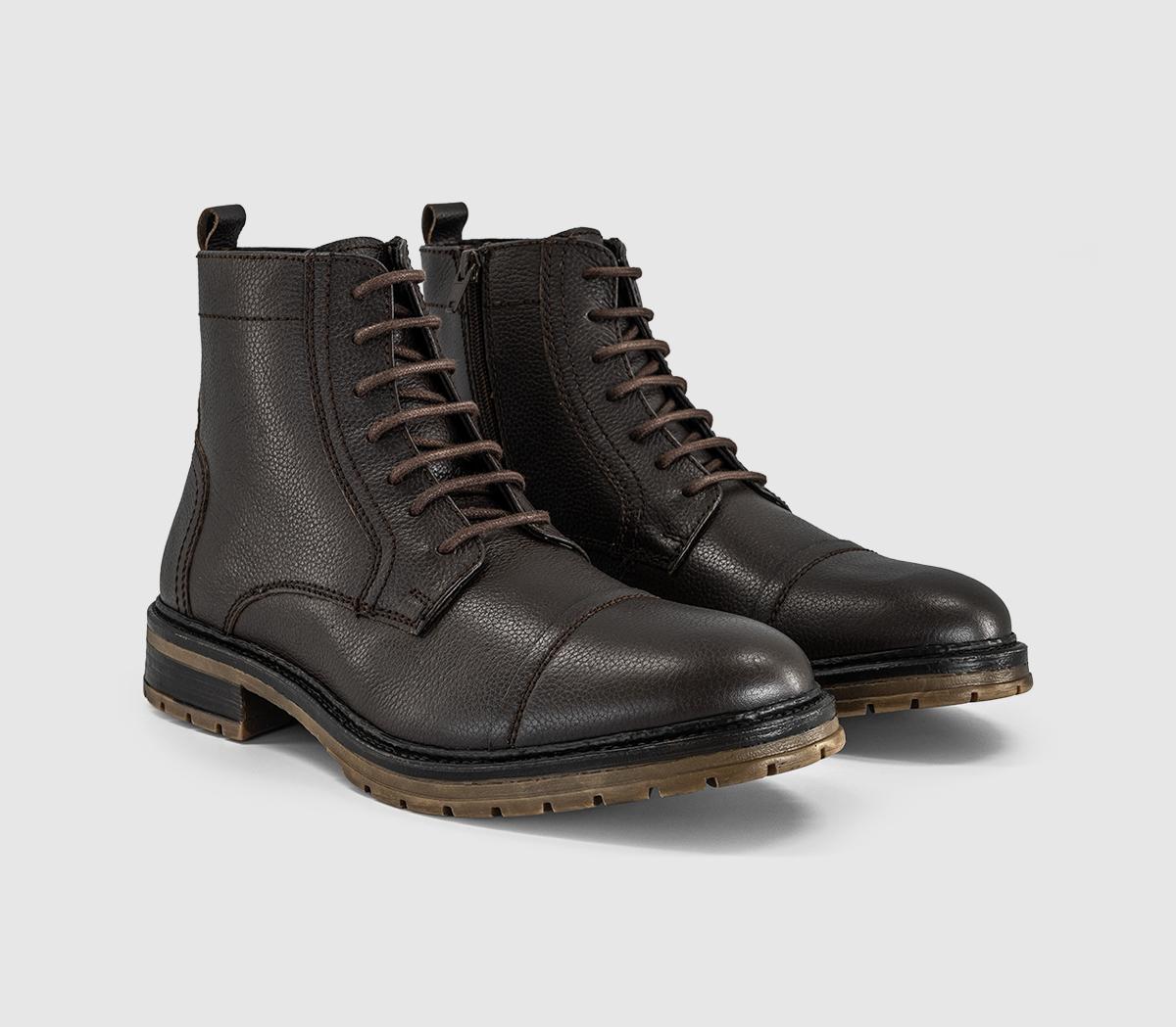 OFFICEBillericay Toe Cap Casual Lace BootsBrown Leather