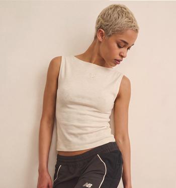 New Balance NB Open Back Fitted Tank Linen Heather