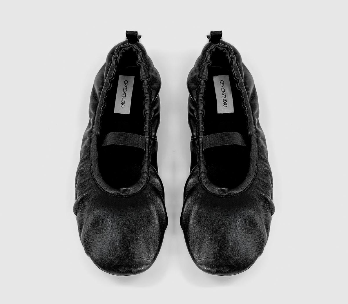 OFFICEOffice Studio: Fio Ruched BallerinasBlack Leather