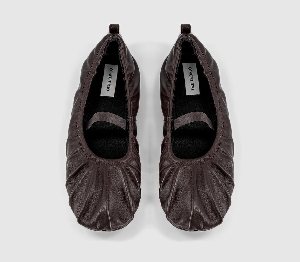 OFFICEOffice Studio: Fio Ruched BallerinasBrown Leather
