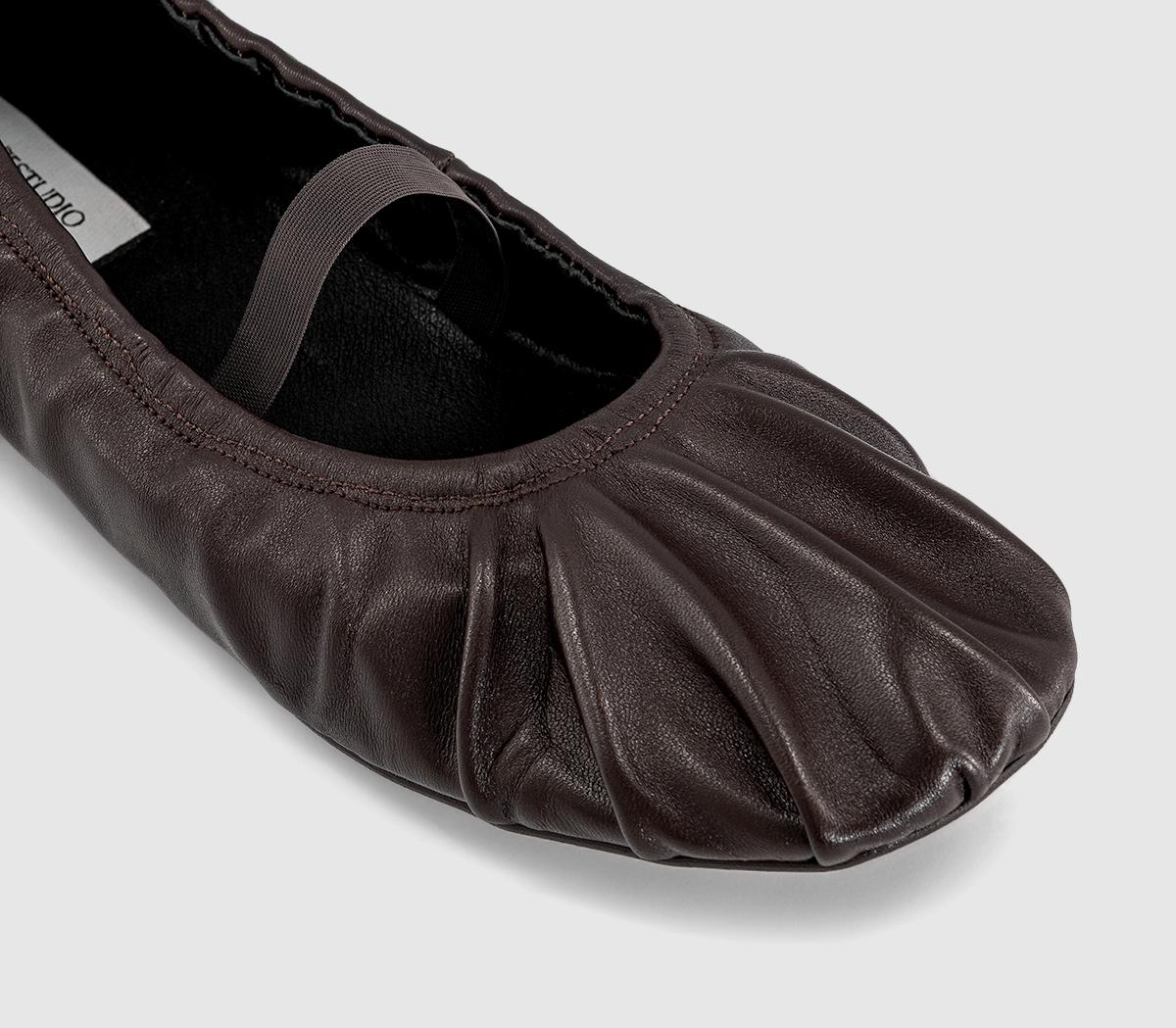 OFFICEOffice Studio: Fio Ruched BallerinasBrown Leather