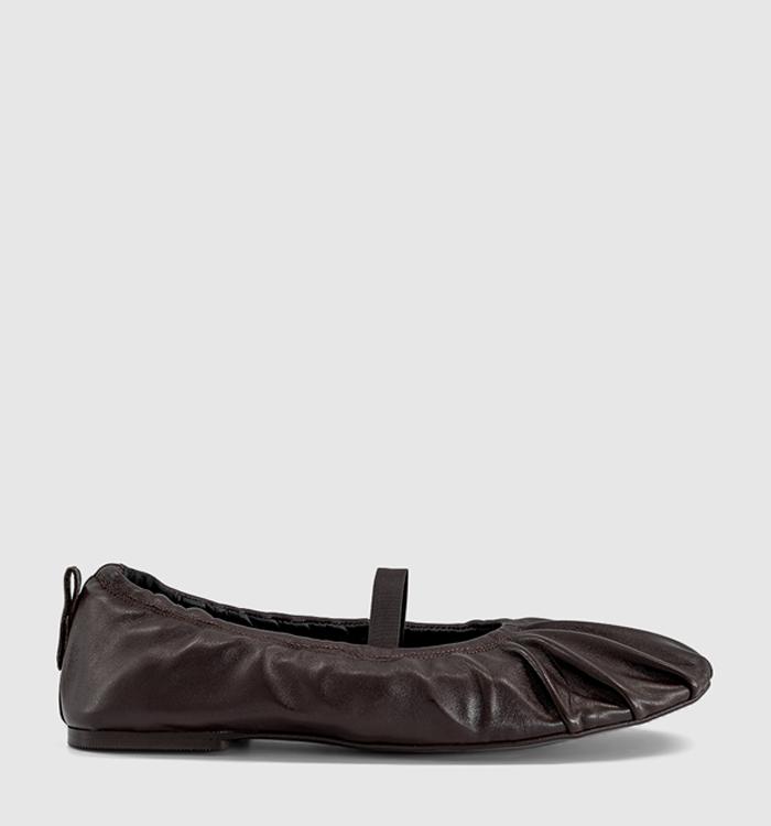 OFFICE Office Studio: Fio Ruched Ballerinas Brown Leather