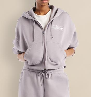 New Balance Trackside Fleece Full Zip Off Line Grey