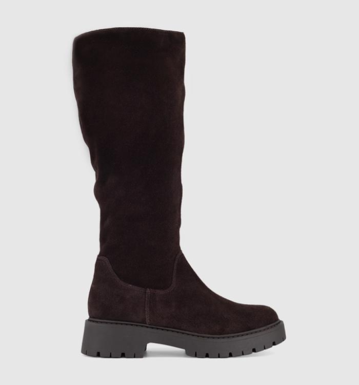 OFFICE Karate - Chunky Knee Boot Brown Suede
