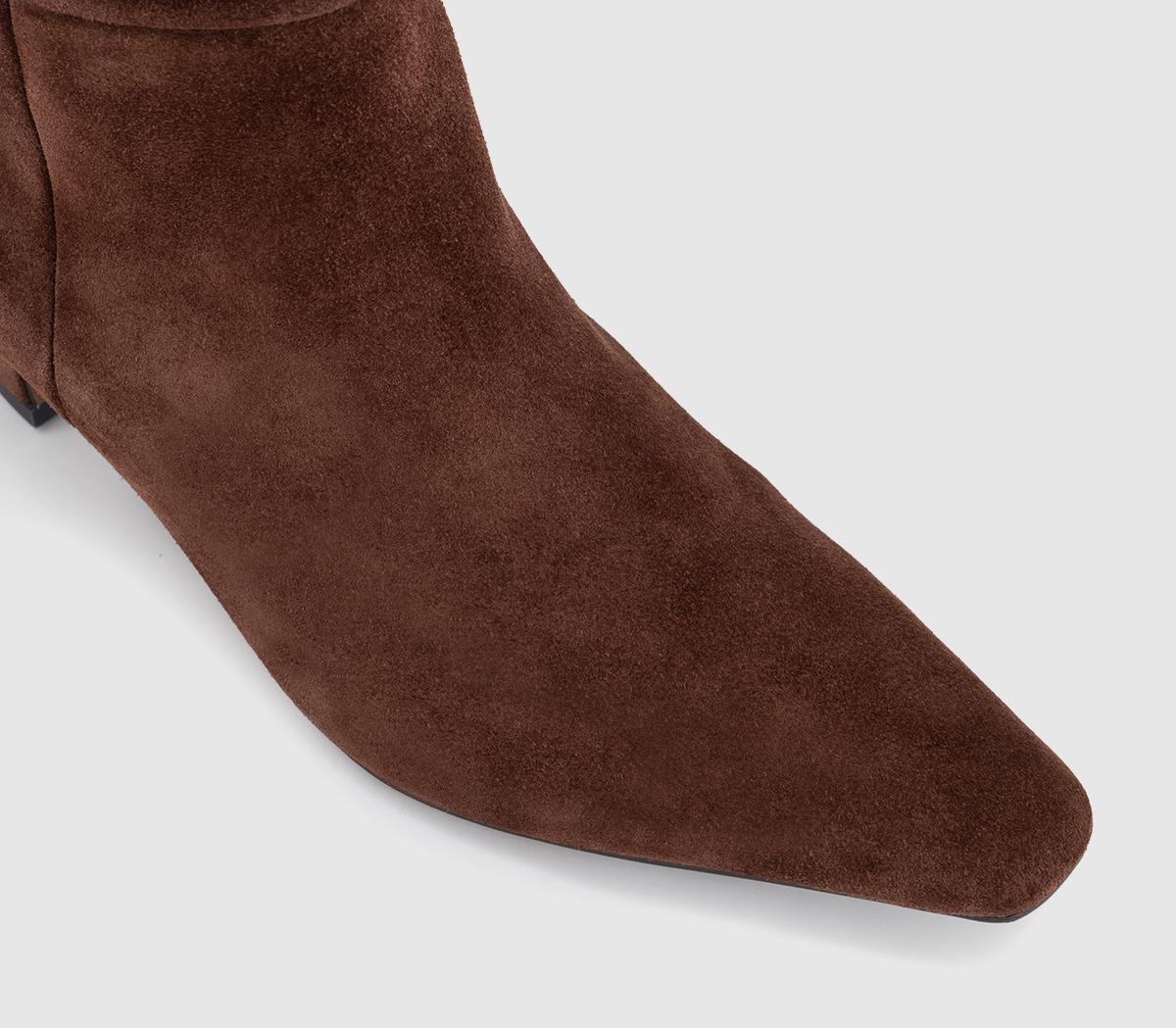 OFFICEKew - Curved Heel Knee BootBrown Suede