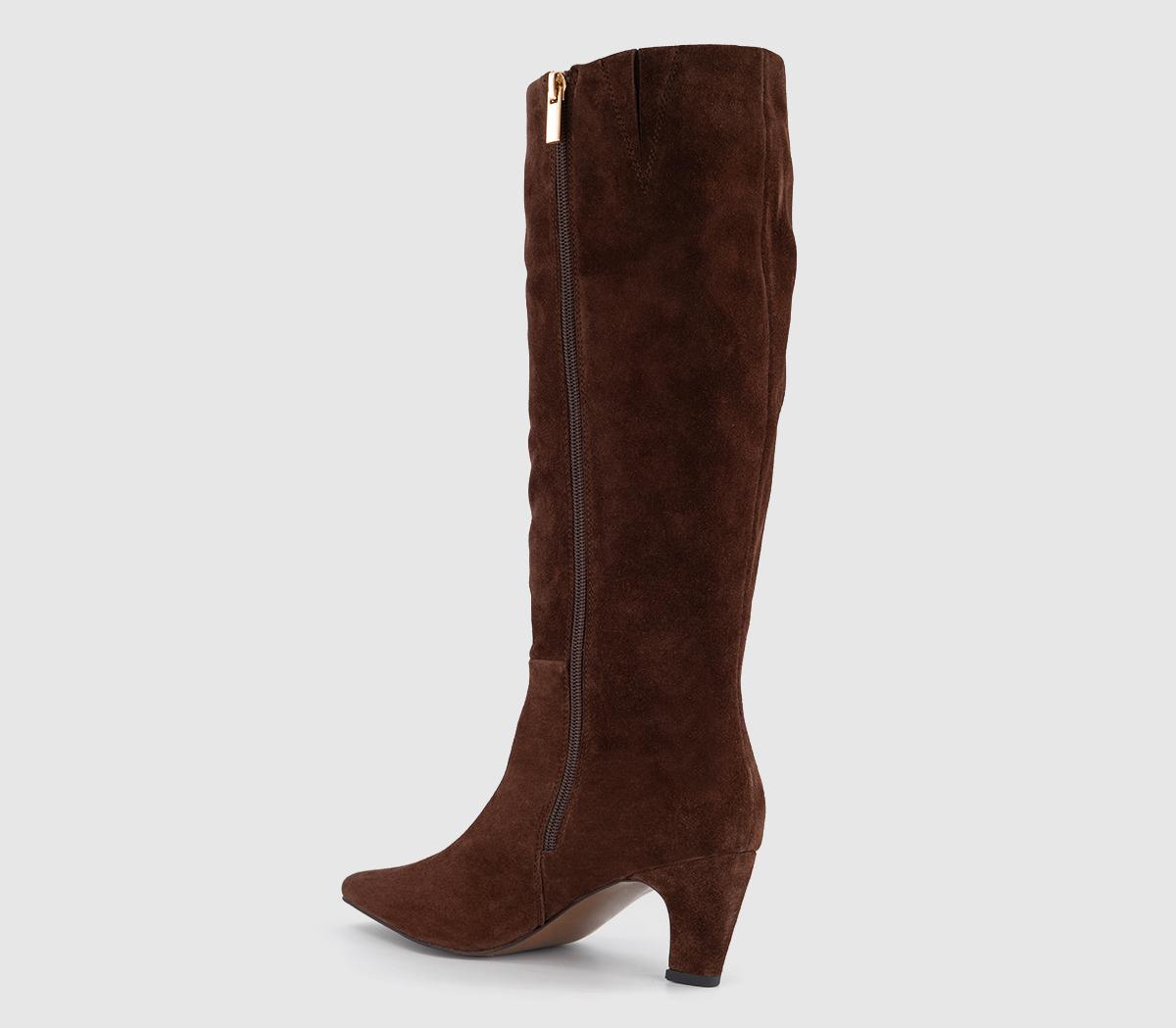 OFFICEKew - Curved Heel Knee BootBrown Suede