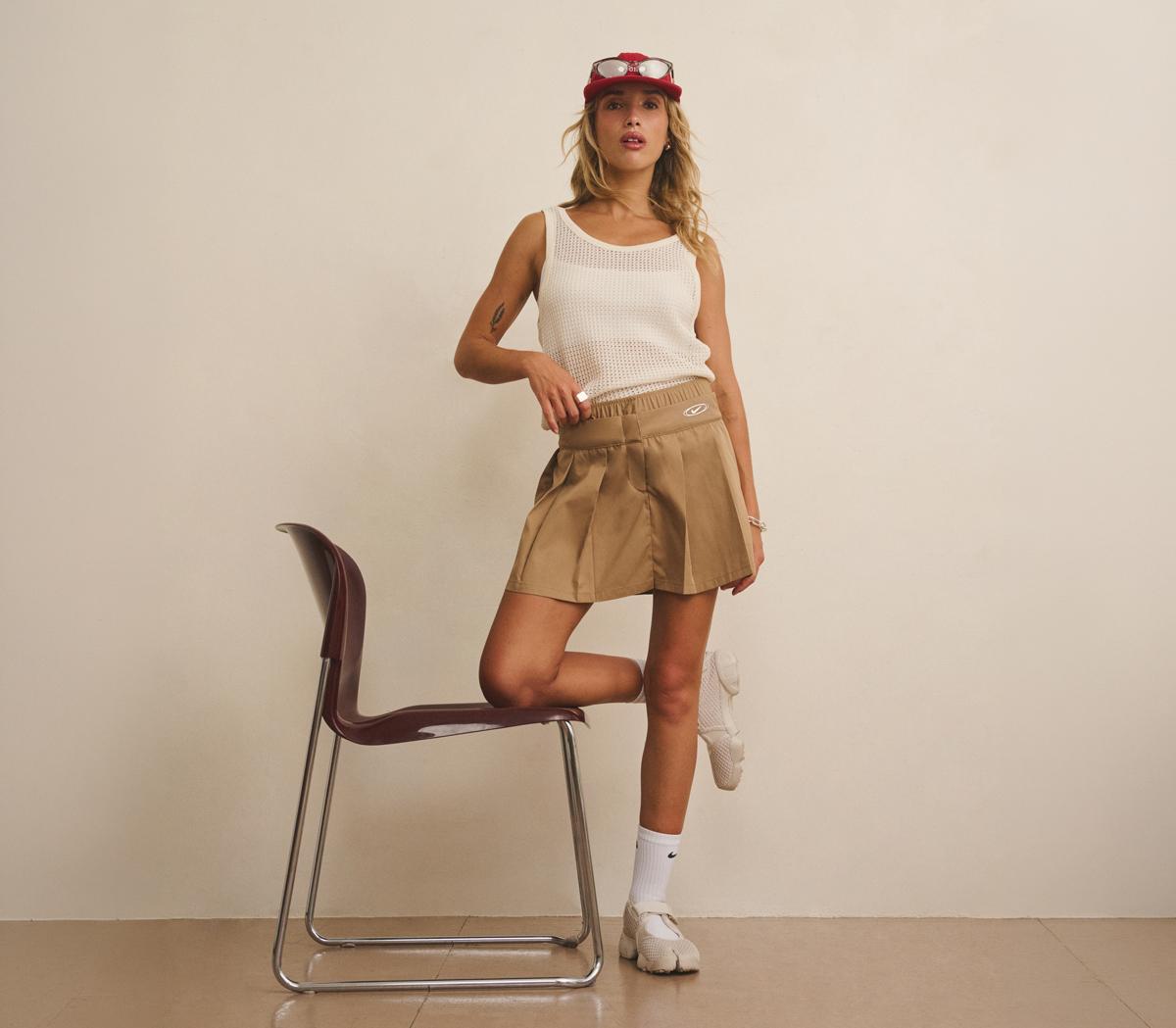 NikeNike Pleated Mini SkirtParachute Beige Metallic Silver
