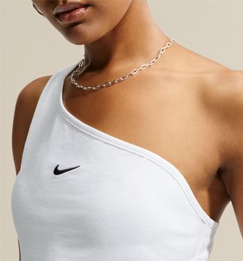 Nike Nike Assymetric One Shoulder Tank White Black