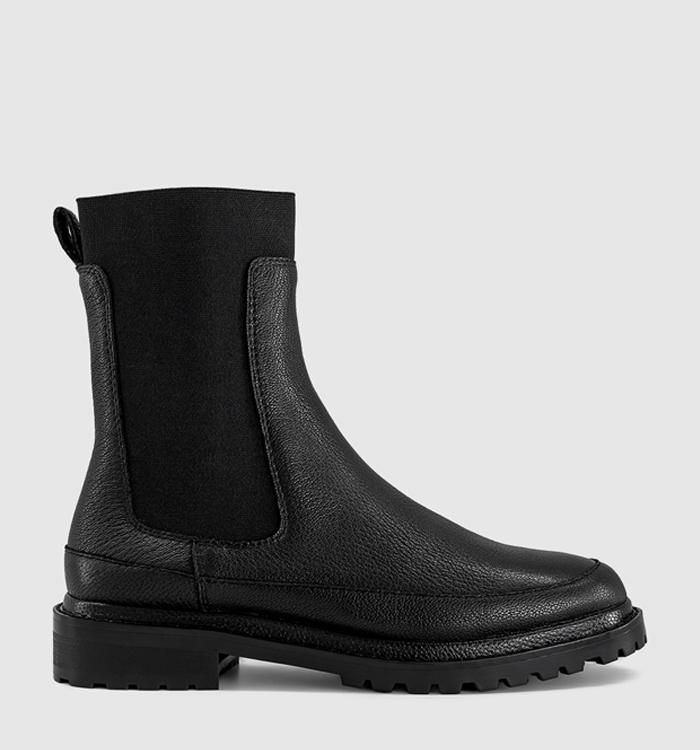 OFFICE Accent Chunky Chelsea Ankle Boots Black Leather