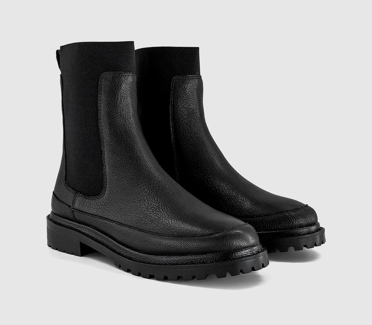 OFFICEAccent Chunky Chelsea Ankle BootsBlack Leather
