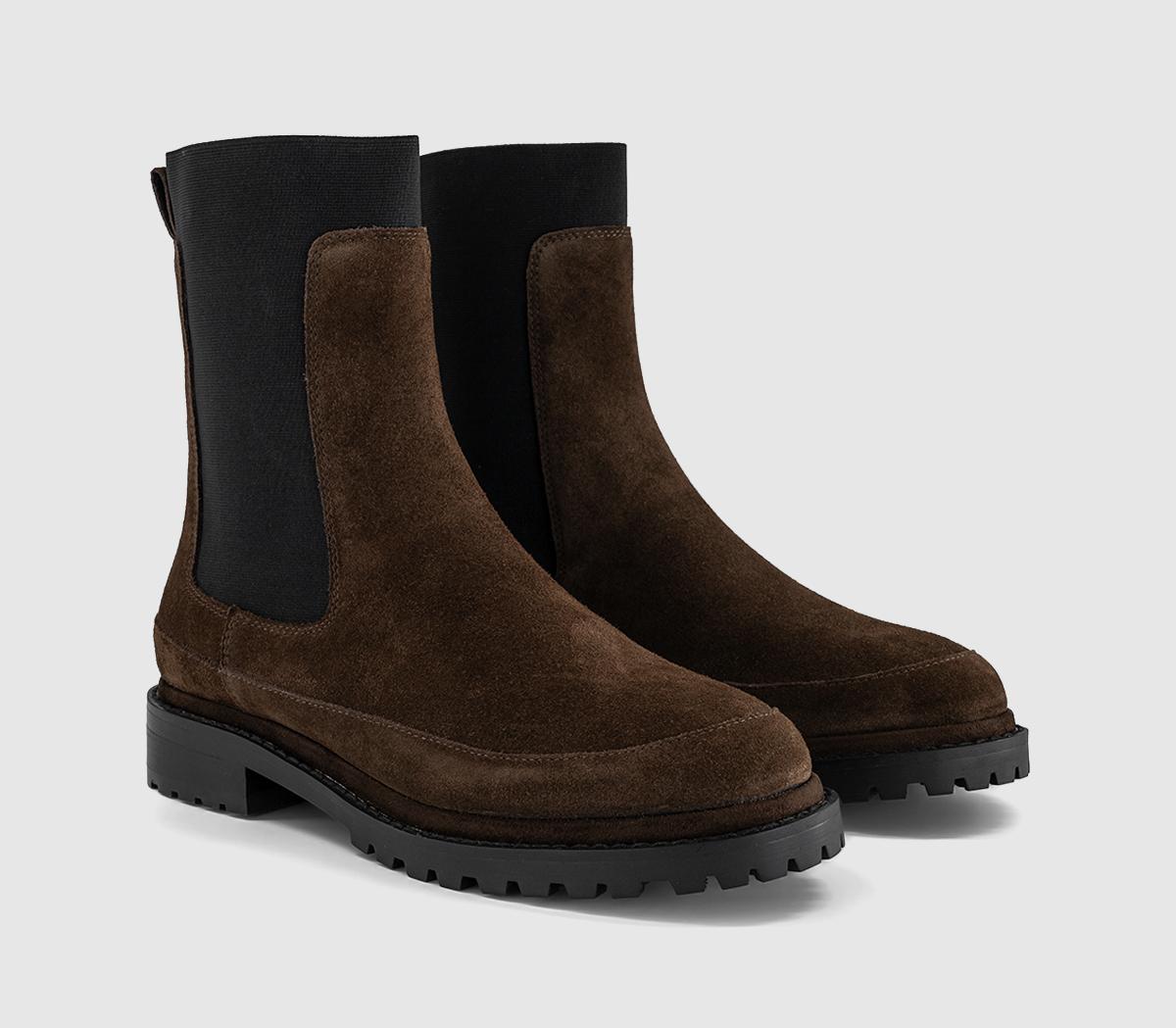 OFFICEAccent Chunky Chelsea Ankle BootsBrown Suede