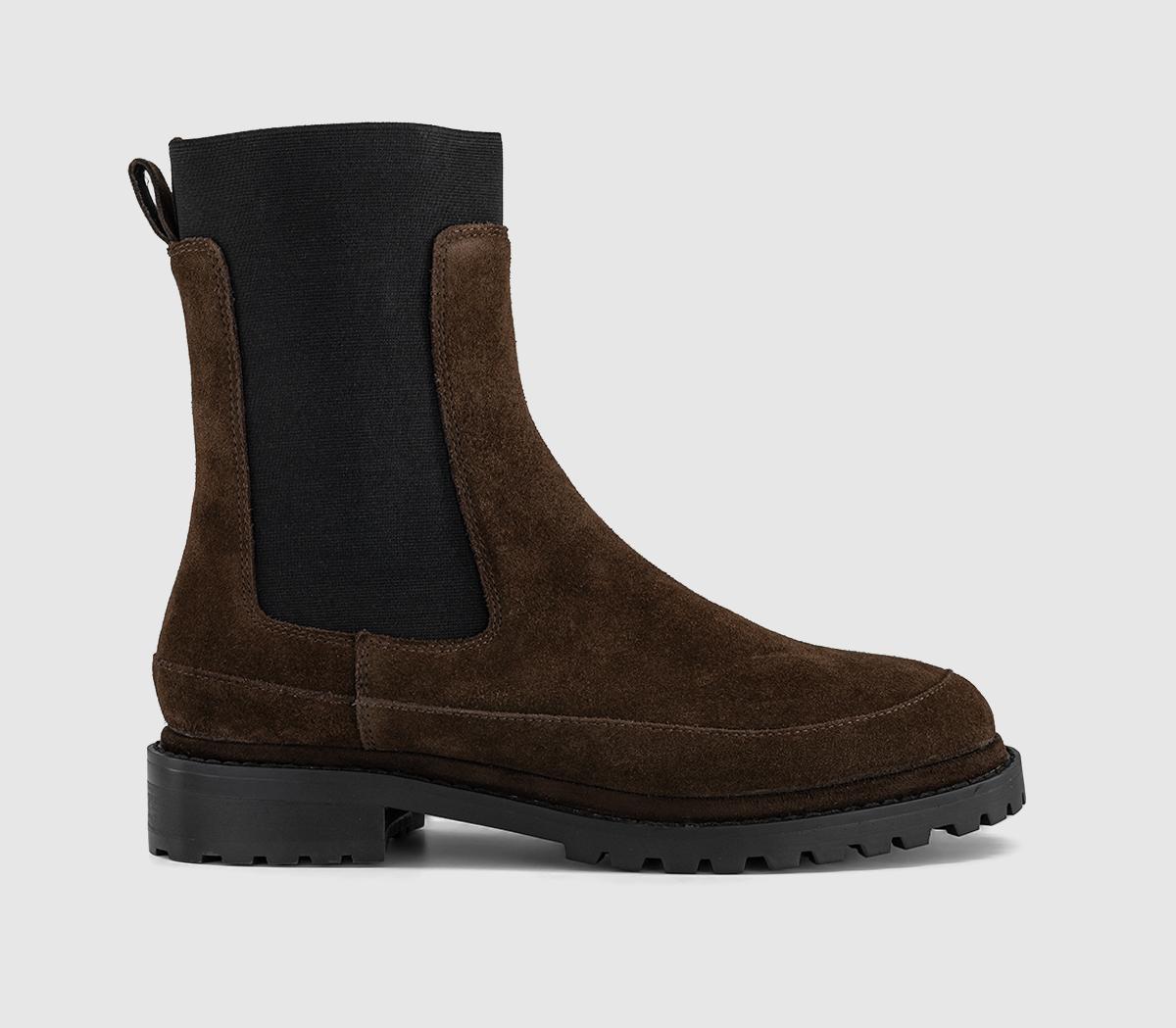OFFICEAccent Chunky Chelsea Ankle BootsBrown Suede