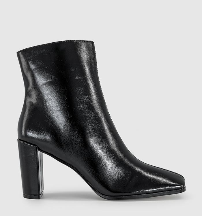 OFFICE Arise Square Toe High Heel Ankle Boots Black