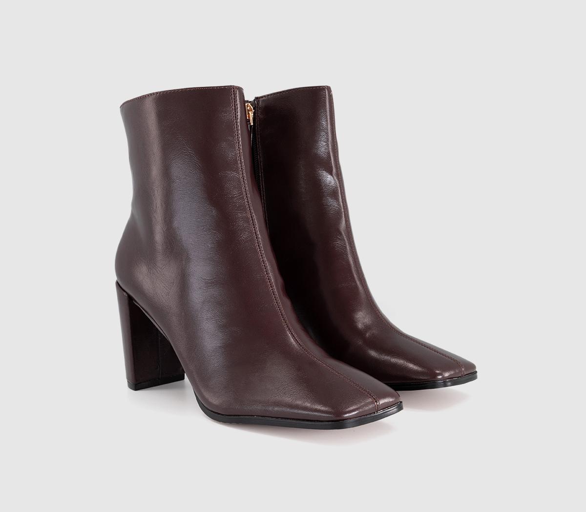OFFICEArise Square Toe High Heel Ankle BootsBurgundy