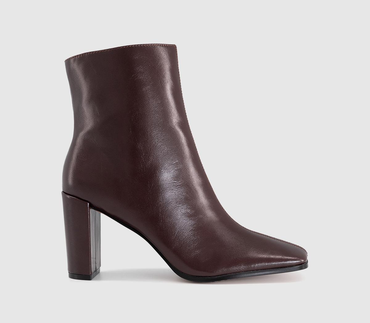 OFFICEArise Square Toe High Heel Ankle BootsBurgundy