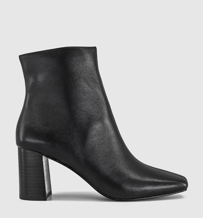 OFFICE Abide - Block Heel Centre Seam Ankle Boot Black Leather