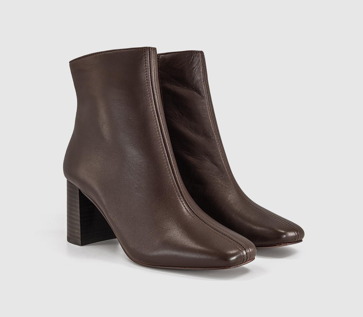 OFFICEAbide - Block Heel Centre Seam Ankle BootBrown Leather