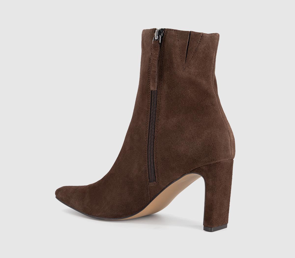 OFFICEAmelia Chisel Toe Ankle BootsBrown Suede
