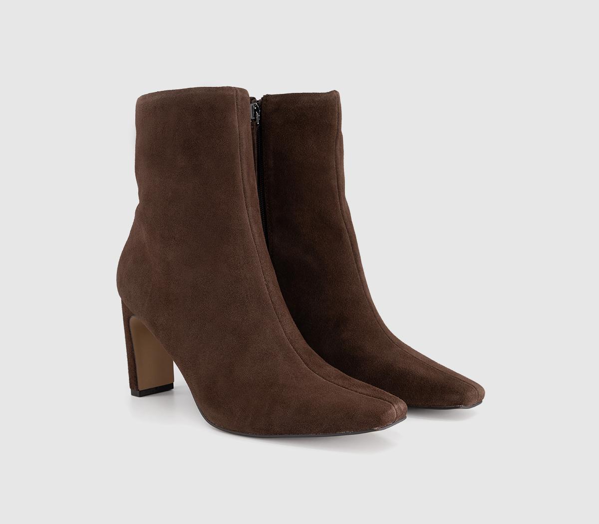 OFFICEAmelia Chisel Toe Ankle BootsBrown Suede