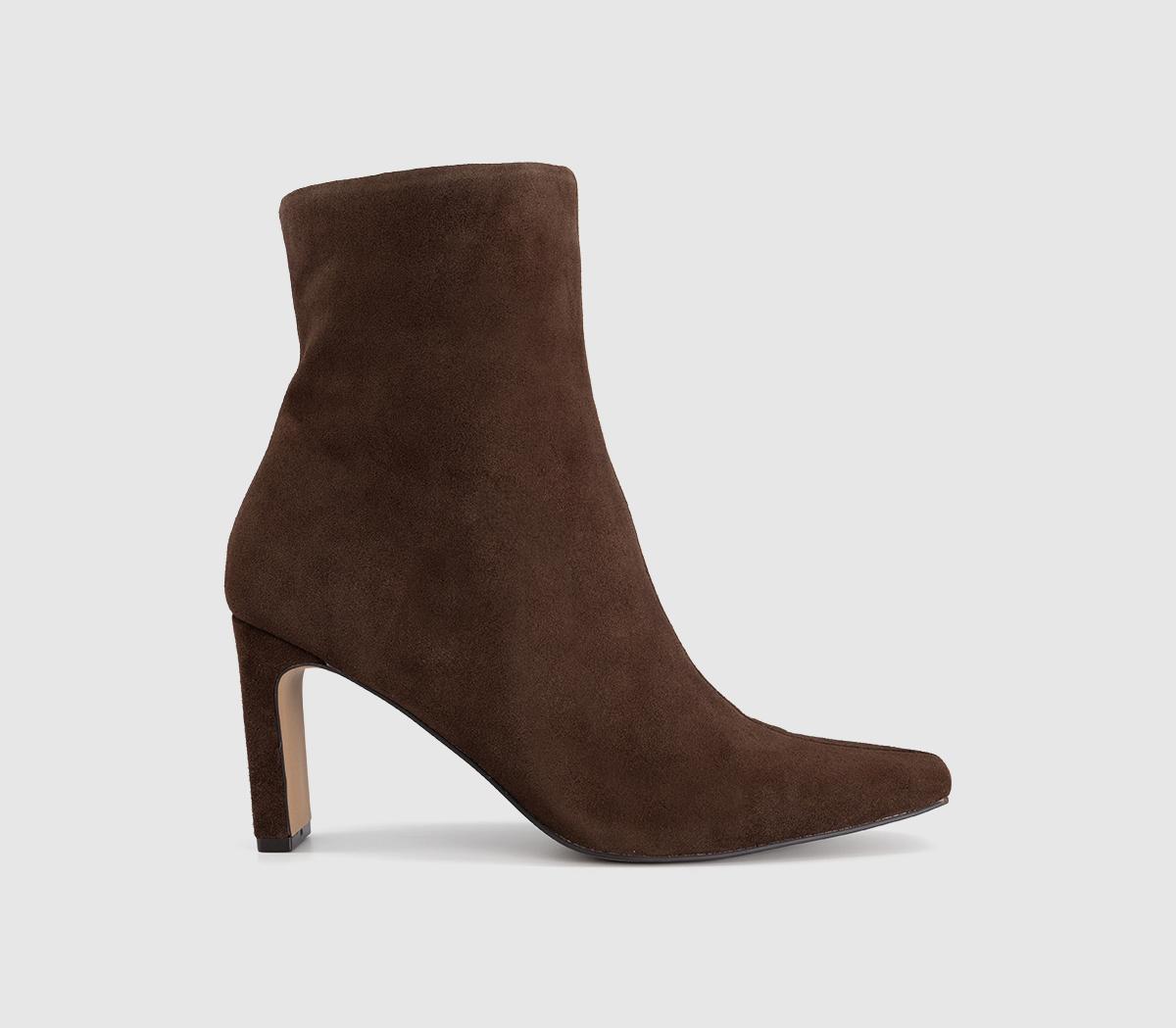 OFFICEAmelia Chisel Toe Ankle BootsBrown Suede
