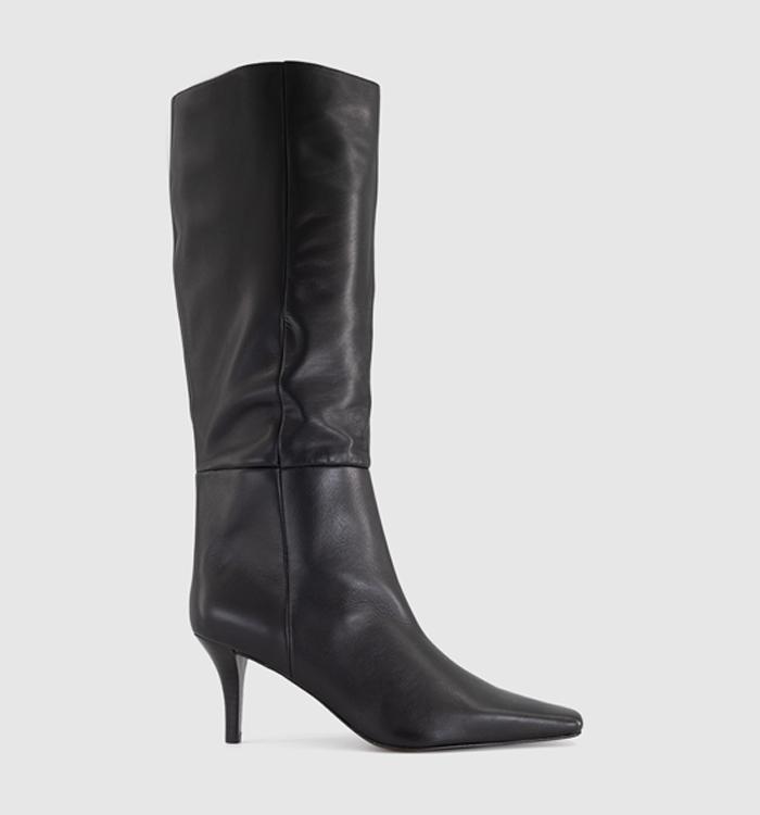 OFFICE Kiri - Chisel Stacked Heel Black Leather