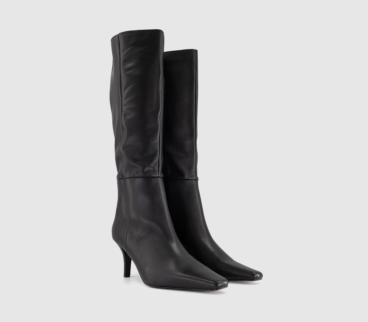 OFFICEKiri - Chisel Stacked HeelBlack Leather