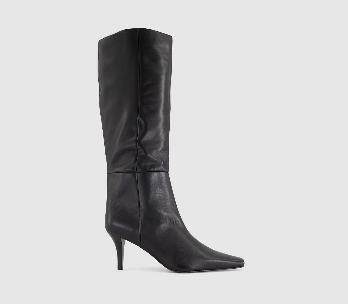 OFFICEKiri - Chisel Stacked HeelBlack Leather